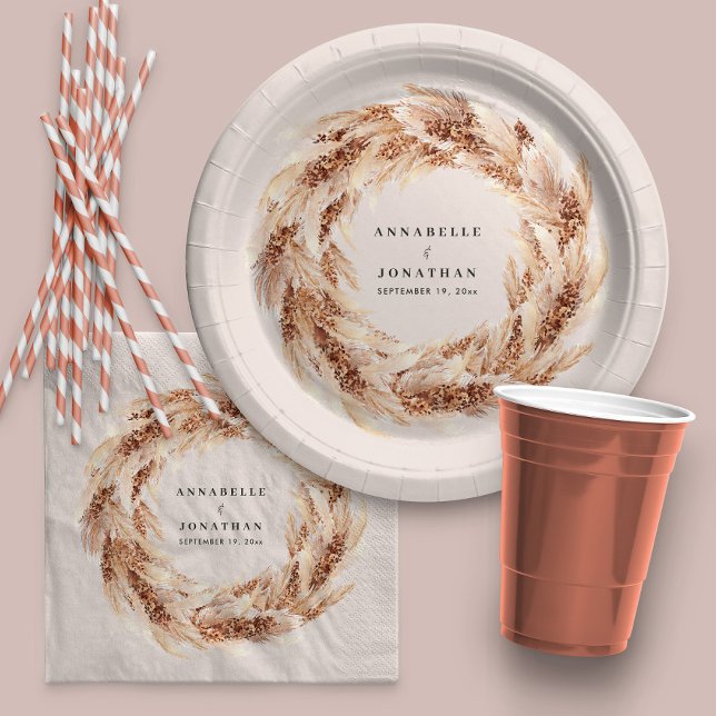 Hochzeit von Pampas-Gras in Böhmen Pappteller (Von Creator hochgeladen)