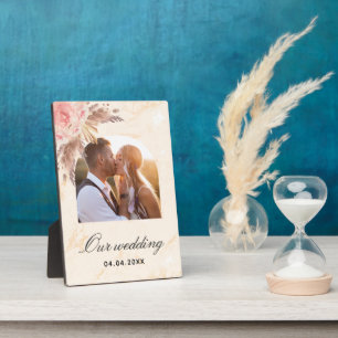 Hochzeit von Pampas-Gras-Rosa-Marmor Fotoplatte