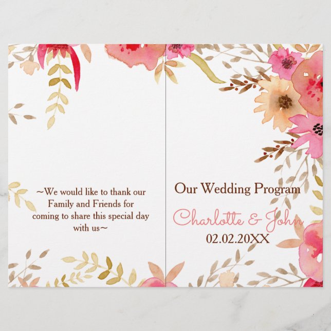 Hochzeit von Peach und Coral Floral Spring (Vorderseite)