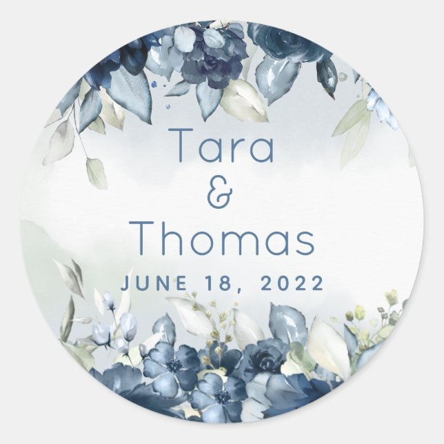 Hochzeit von Peonies Greeneries, Marinekaskaden-Ro Runder Aufkleber (Vorderseite)