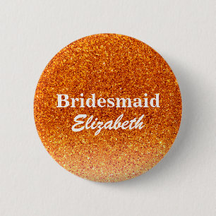 Hochzeit von personalisiert Red Glitzer Bridesmaid Button