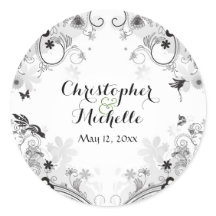 Hochzeit von personalisierten Vögeln und Blumengär