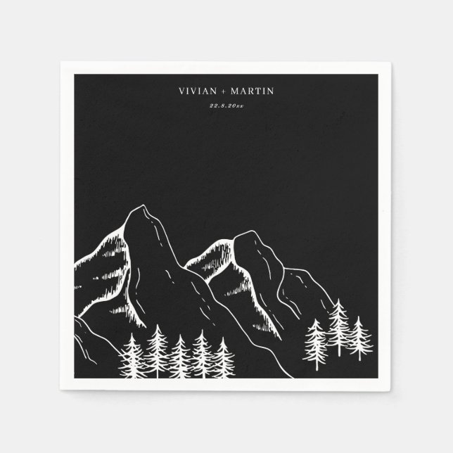 Hochzeit von Pinienbäumen im Freien Serviette (Vorderseite)