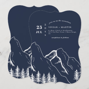 Hochzeit von Pinienbäumen in Navy Mountains Einladung