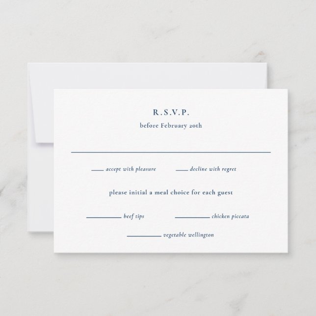 Hochzeit von Preppy Navy Blue Nautical Coastal RSVP Karte (Vorderseite)