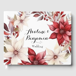 Hochzeit von Red and White Poinsettia Wreath Gästebuch