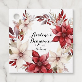 Hochzeit von Red and White Poinsettia Wreath Geschenkanhänger