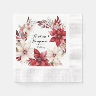 Hochzeit von Red and White Poinsettia Wreath Serviette