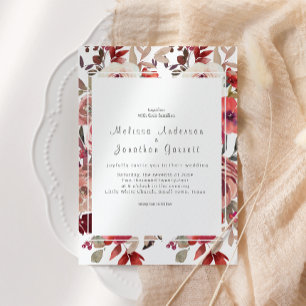 Hochzeit von Red Blush Bloral Rose Einladung