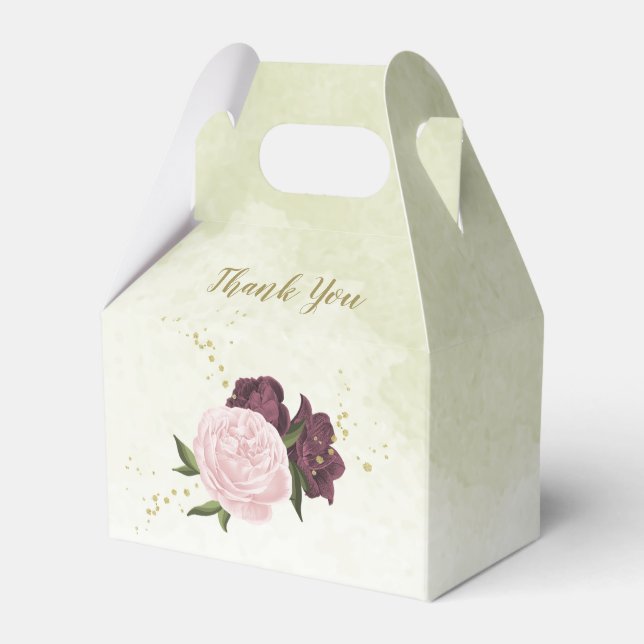 Hochzeit von Rosa Blumengrün Geschenkschachtel (Vorderseite)