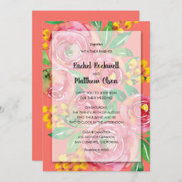 Hochzeit von Rosa Gelbkorallen Einladung