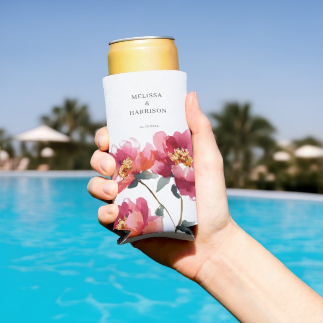 Hochzeit von Rosa und Korallenpiesen Selters Dosenkühler (In Situ Pool)