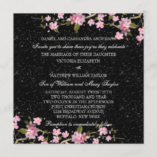 Hochzeit von rosafarbenen Kirschblüten Einladung