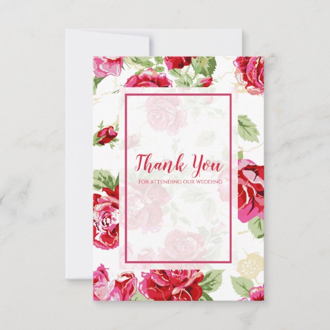 Hochzeit von Rose Dankeskarte (Vorderseite)