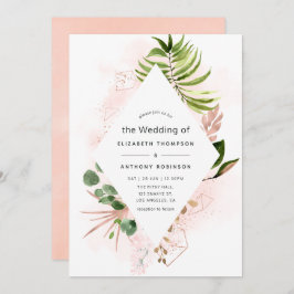 Hochzeit von Rose Gold und Blush Geometric Greener Einladung