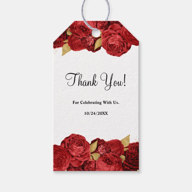 Hochzeit von Rot und Gold Geschenkanhänger (Vorderseite)