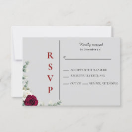Hochzeit von Rot und Weiß-Rose RSVP Karte