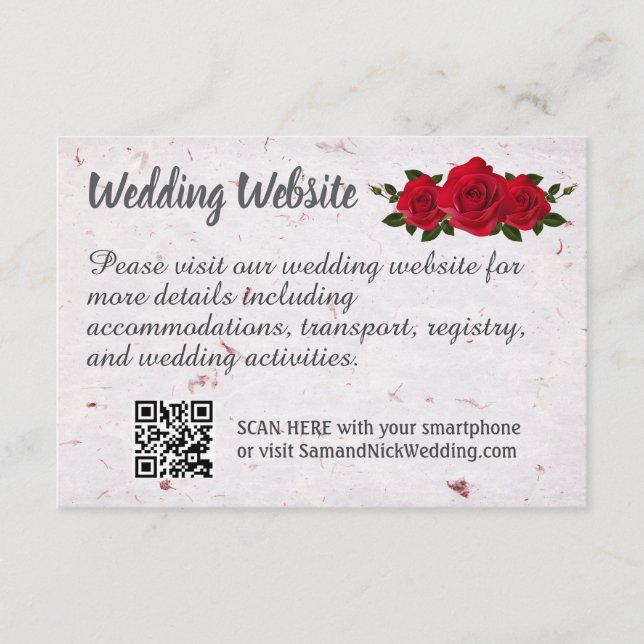 Hochzeit von rote Rosen Begleitkarte (Vorderseite)