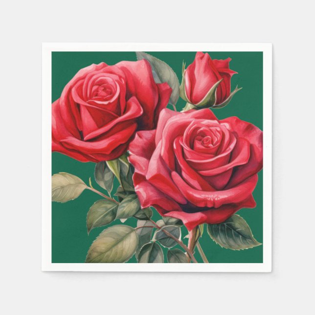 Hochzeit von rote Rosen Serviette (Vorderseite)