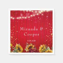 Hochzeit von Rotholz-Rose und Sonnenblumen Serviette