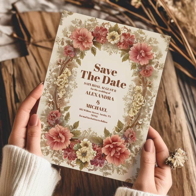 Hochzeit von Royal Viktorianisch Floral Ornaments Save The Date (Von Creator hochgeladen)