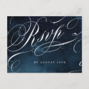 Hochzeit von RSVP mit Vintager Silberkalligrafie Einladungspostkarte