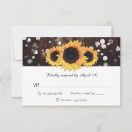 Hochzeit von rustikalen Holzblumen RSVP Karte