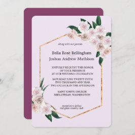 Hochzeit von sanft rosa Rosenblüten Einladung