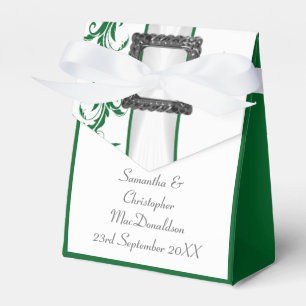 Hochzeit von schlichtem, grünem und weißem Damast Geschenkschachtel