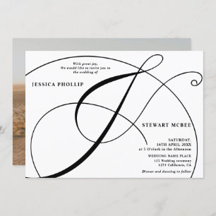 Hochzeit von Schwarz-weißem Foto Einladung