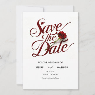 Hochzeit von Script-Rote Rosen Save The Date