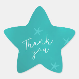 Hochzeit von Seestern mit türkisblauem Meerwasser Stern-Aufkleber