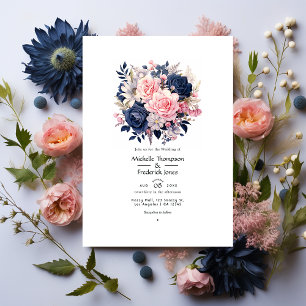 Hochzeit von Seestreitkräften und Blütenblumen Einladung