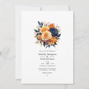 Hochzeit von Seestreitkräften und Orangen Einladung
