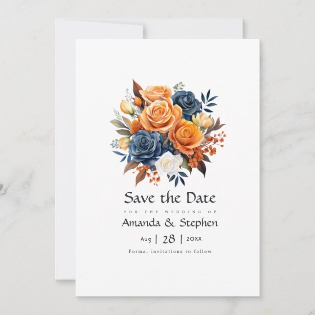 Hochzeit von Seestreitkräften und Orangen Save The Date (Vorderseite)