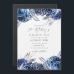 Hochzeit von Seestreitkräften und Weiß mit Silberf Magneteinladung<br><div class="desc">Navy und weiße Blume magnetische Hochzeitseinladung mit Akzenten von Silber.</div>