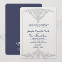 Hochzeit von Silver White und Navy Damask