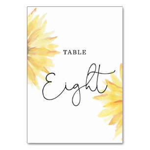 Hochzeit von Sonnenblumen Acht Tischnummern