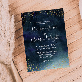 Hochzeit von Starry Night Navy Gold Einladung