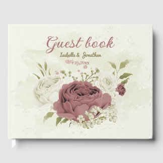 Hochzeit von staubigen Rose-Blume Gästebuch
