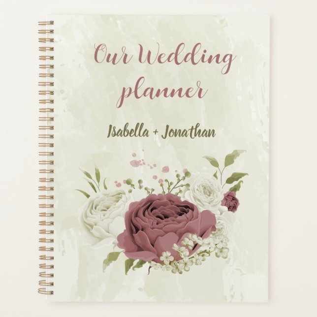 Hochzeit von staubigen Rose-Blume Planer (Vorderseite)