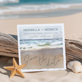 Hochzeit von Strandsand-Aquarellen retten das Datu Save The Date