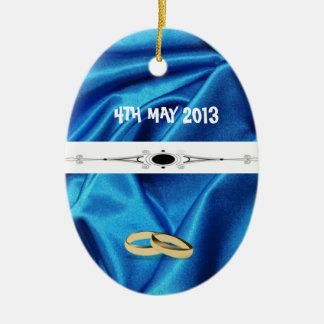 Hochzeit von tiefblauem Seideneffekt Keramik Ornament