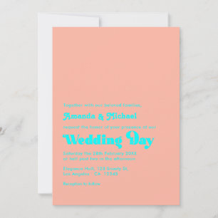 Hochzeit von Tropenkorallen und Aqua-Typografie Einladung