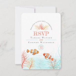 Hochzeit von tropischen Seefischen RSVP Karte