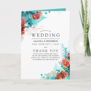 Hochzeit von Türkis und Korallen Programm