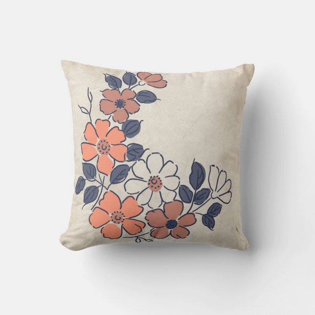 Hochzeit von Vintagen Korallen und Navy Kissen (Vorderseite)
