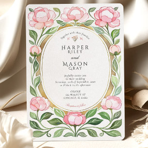 Hochzeit von Vintagen Peonies Einladung