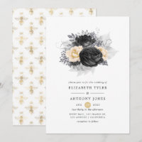 Hochzeit von Vintagen Schwarz-Gold-Blütenbienen