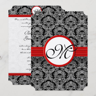 Hochzeit von Vintagen schwarzen und weißen Damasku Einladung